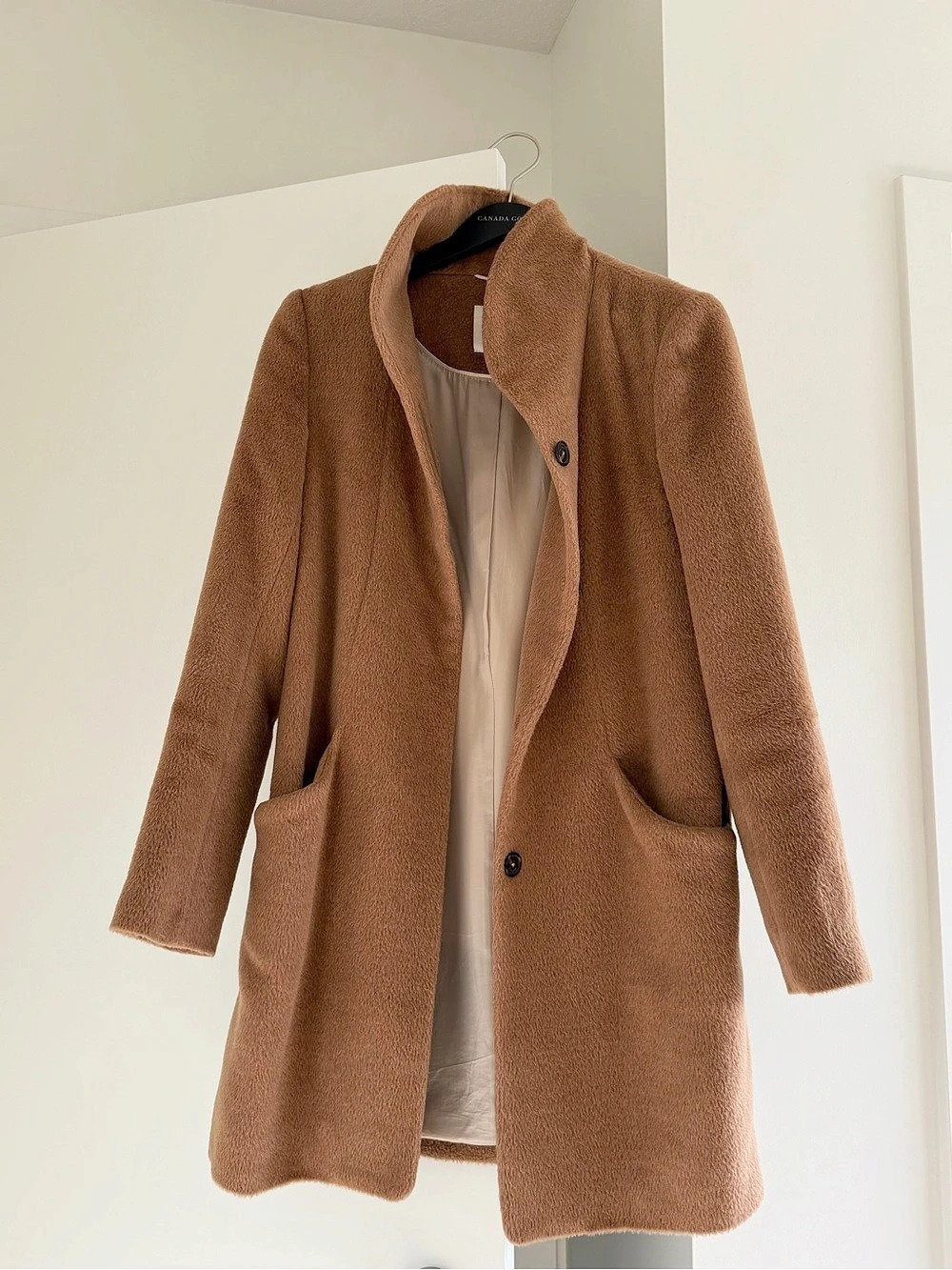 RARE Discontinued Aritzia Wilfred Alpaca Wool Blend Cocoon Coat in Camel Size S